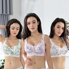 Load image into Gallery viewer, Front Zipper Massage Padding Print Lace-trim Bras
