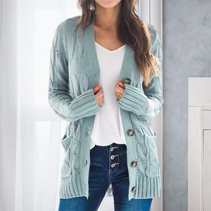 V Neck Long Sleeve Casual Cardigan Jacket