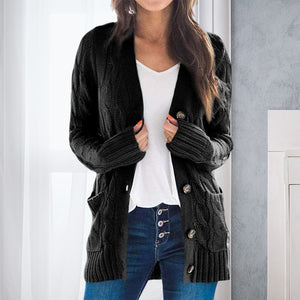 V Neck Long Sleeve Casual Cardigan Jacket