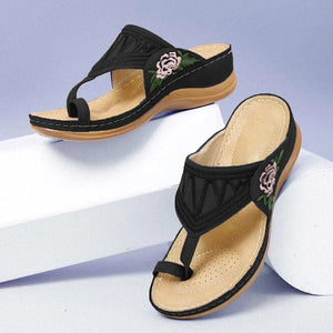 Embroidered Wedge Sandals