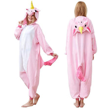 Load image into Gallery viewer, Animal cartoon warm hooded pajamas onesie
