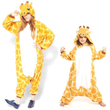 Load image into Gallery viewer, Animal cartoon warm hooded pajamas onesie
