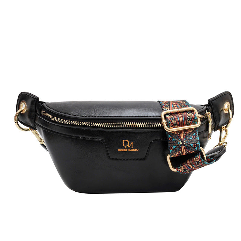 Retro Leather Wide Strap Waist Bag