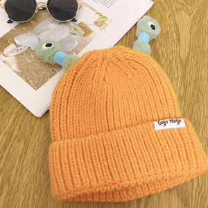 Winter Parent-Child Cute Glowing Little Monster Knit Hat