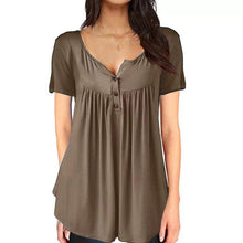 Load image into Gallery viewer, Women Plain Ruched Button T-Shirt
