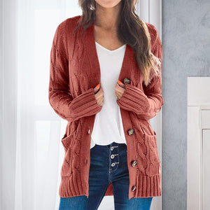 V Neck Long Sleeve Casual Cardigan Jacket