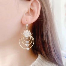 Load image into Gallery viewer, Crystal Lotus Three Hoop Earrings
