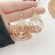 Load image into Gallery viewer, Crystal Lotus Three Hoop Earrings
