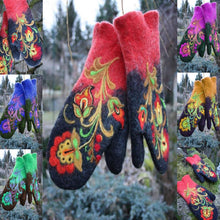 Load image into Gallery viewer, Christmas Flower Embroidery Mittens
