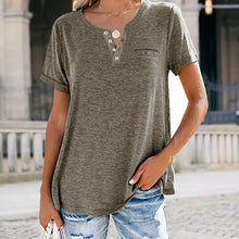 Load image into Gallery viewer, Fashion Solid Color Pocket Short Sleeve T-Shirt
