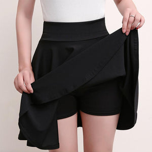 A-line Elastic Waist Pleated Shorts Skirts