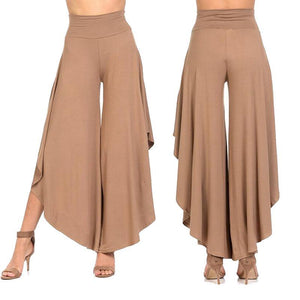 Women High Waist Irregular Ruffles Wide Leg Pants Casual Loose Streetwear Trousers