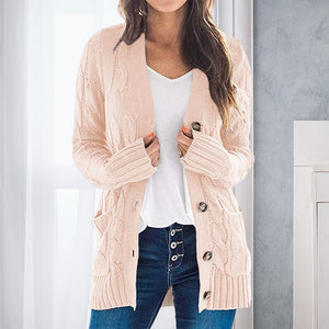 V Neck Long Sleeve Casual Cardigan Jacket