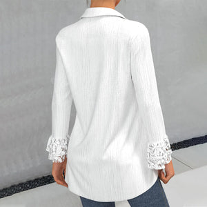 Long Sleeve Blouse with Lace Panel