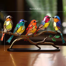 Load image into Gallery viewer, Birds on Branches Stained Glass Ornaments
