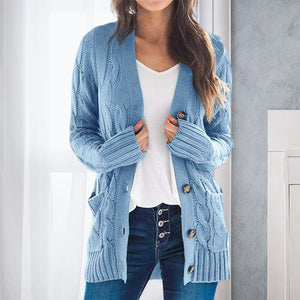 V Neck Long Sleeve Casual Cardigan Jacket