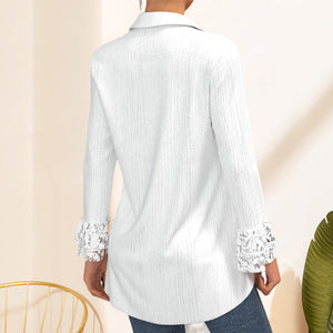 Long Sleeve Blouse with Lace Panel