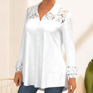 Long Sleeve Blouse with Lace Panel