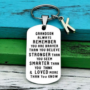 To My Grandson Granddaughter Son Daughter Gift Lettering Keychain