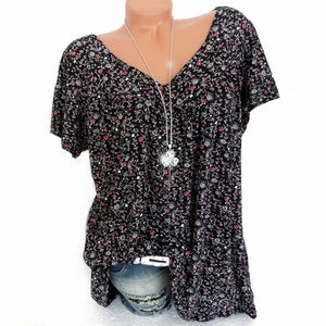 Summer V-neck Loose Short Sleeve Casual Women's T-shirt