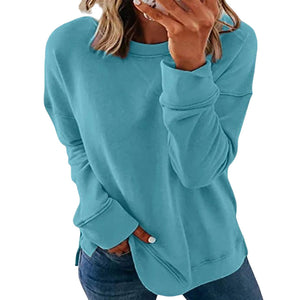 Solid Color Long Sleeve Crew Neck Sweatshirt