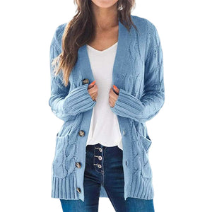 V Neck Long Sleeve Casual Cardigan Jacket