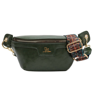 Retro Leather Wide Strap Waist Bag